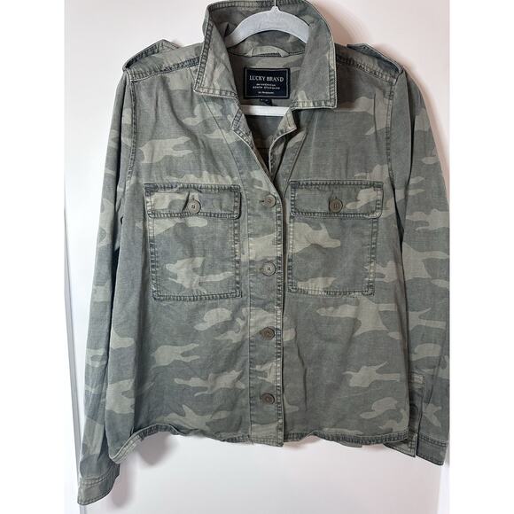 Lucky Brand Jackets & Blazers - Lucky Brand Women's Green Camo Button Front Pocket Long Sleeve Jacket S/P
